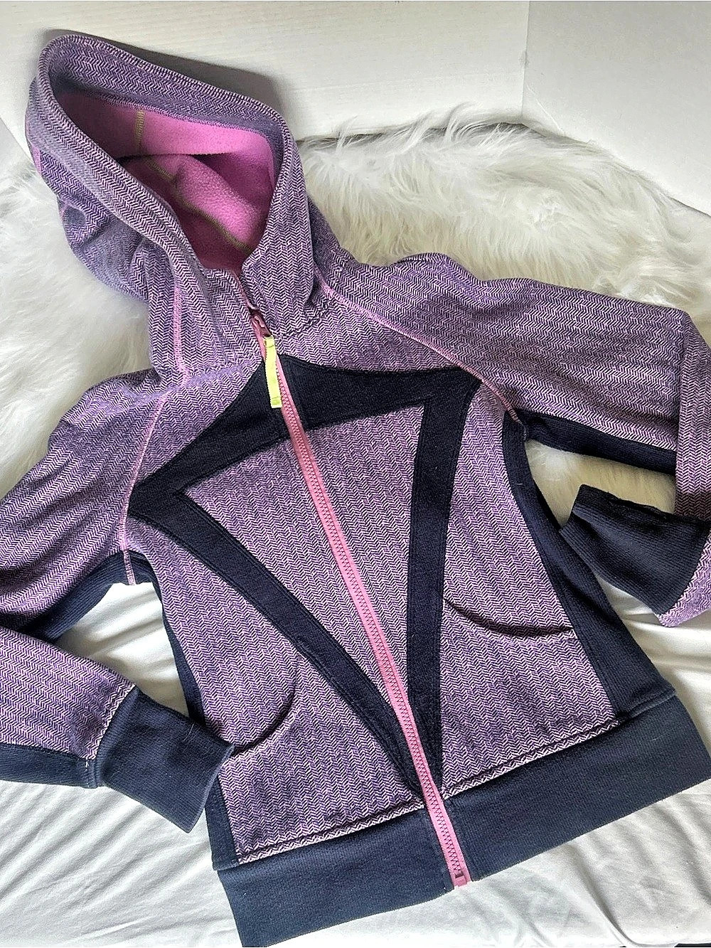Ivivva by Lululemon Purple & Black Hooded Zip Jacket